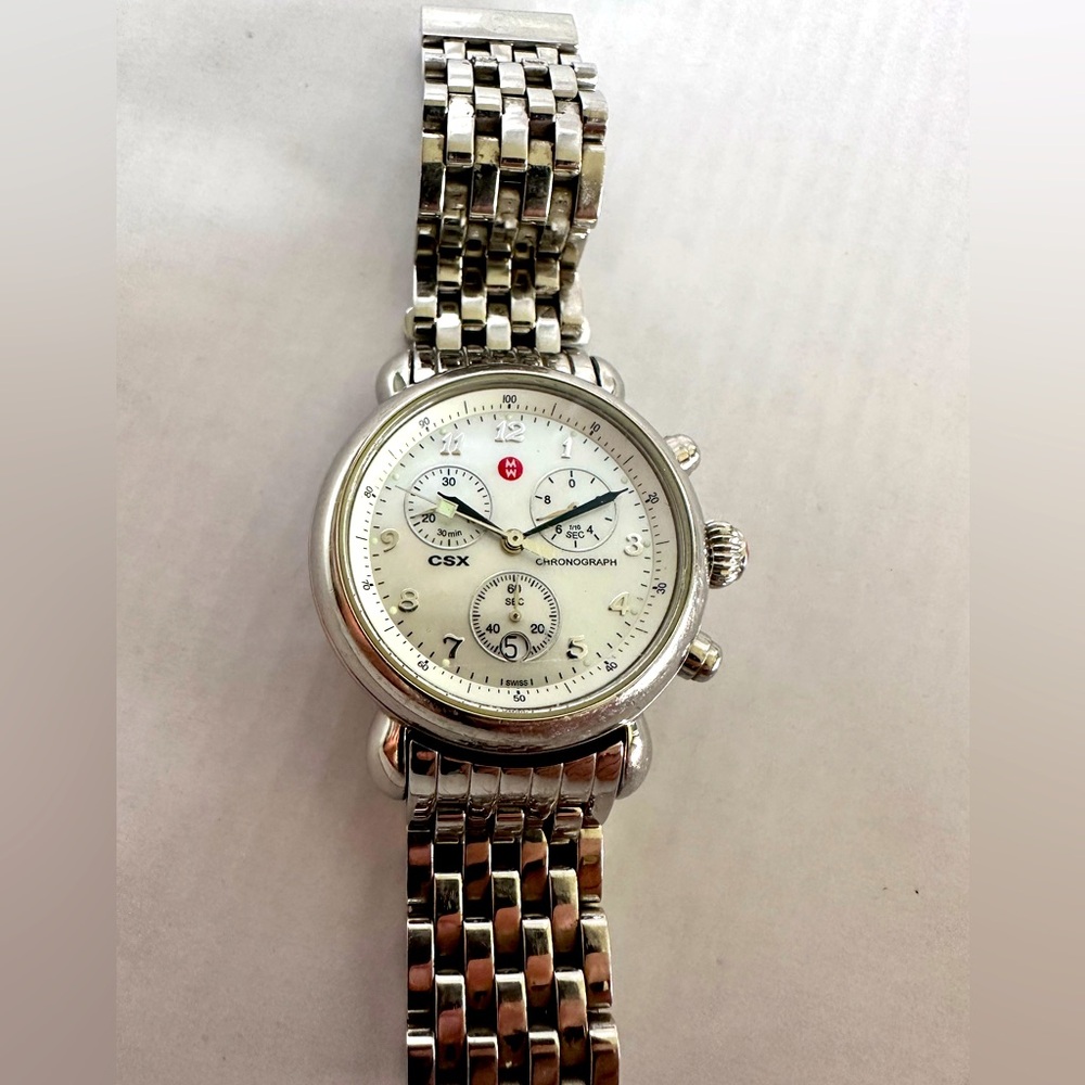 Michele CSX-36 Chronograph Mother of Pearl Dial Stainless Steel Womens Watch